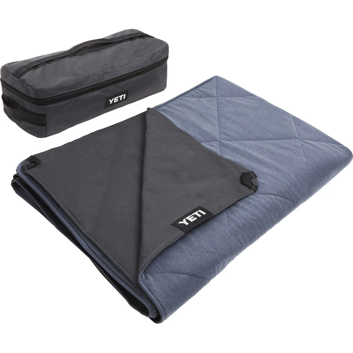 Lowlands Blanket Yeti Lowlands Blanket -Outdoor Equipment Store 190245 Lowlands Dealer Studio Photography Blue on Outside Folded with Bag 2400x2400 2