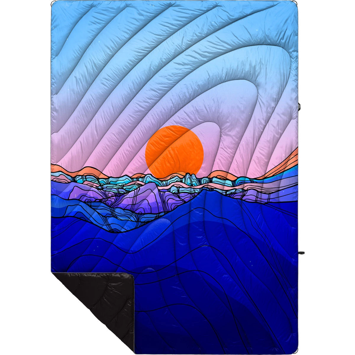 Original Puffy Blanket - Printed 1-Person Rumpl Original Puffy Blanket - Printed 1-Person -Outdoor Equipment Store TPPB BB1 1 SKYLINE DIVIDE BROOKLYN BELL OGPUFFY 1P FLATLAY
