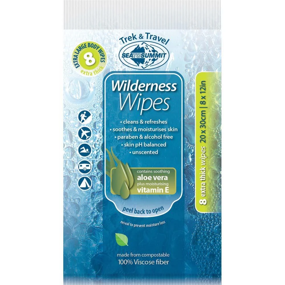 Trek & Travel Wilderness Bath Wipes XL-8 Pack Sea To Summit Trek & Travel Wilderness Bath Wipes XL-8 Pack -Outdoor Equipment Store Trek And Travel Wilderness Bath Wipes XL 410 NA